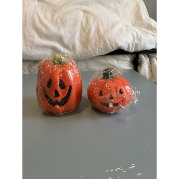 Vintage Halloween Pumpkins Foam Wax Candle NOS - Picture 1 of 6